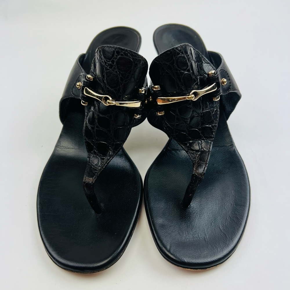 GUCCI: Brown, Leather & Gold metal Horsebit Mules, Size: EU 39C - US 9 - Picture 2 of 10